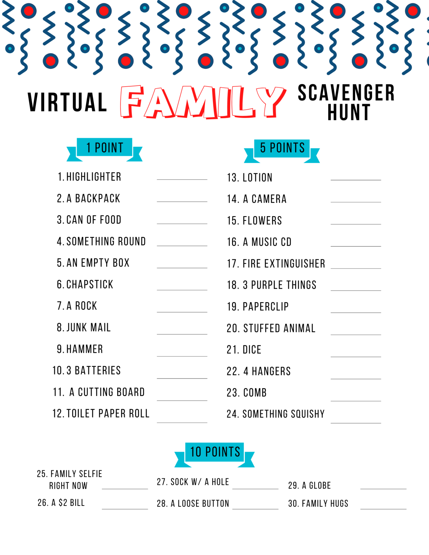 Virtual Family Scavenger Hunt