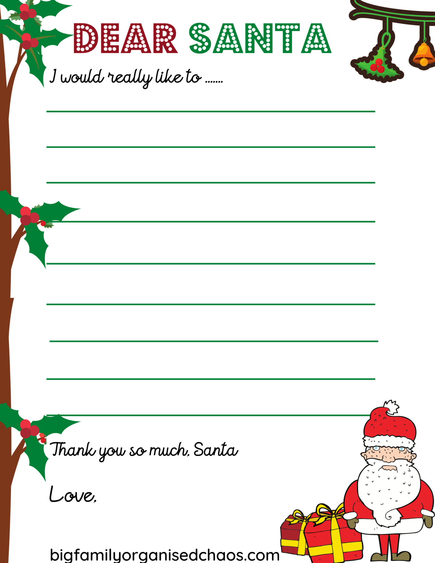 Letter template to santa