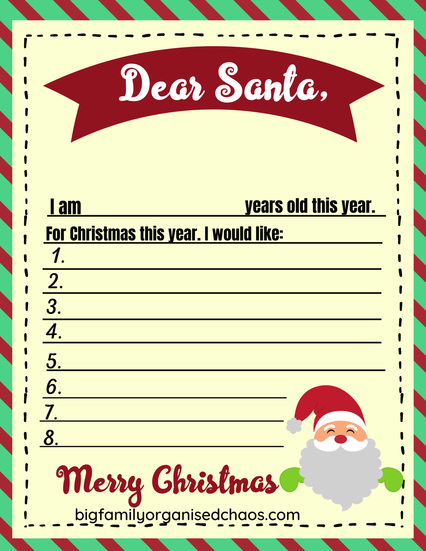 Letter template to santa